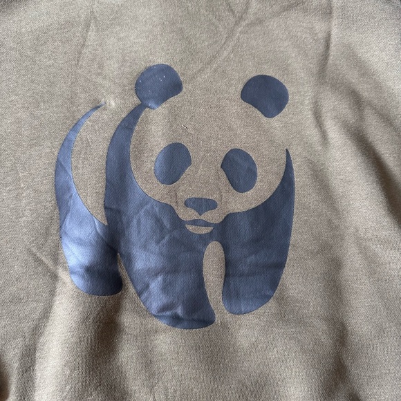 Men's Olive Green Hoodie with Panda Design from World Wildlife Fund - Picture 3 of 4
